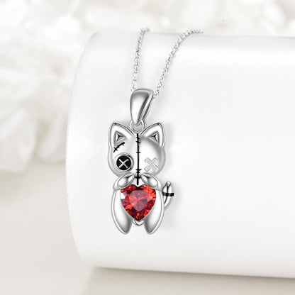 YFN Voodoo Cat Necklace Sterling Silver Gothic Pendant Witch Jewelry Witchy Gifts for Women