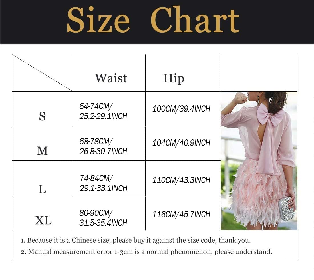 ZAKIA Women's Feather Skirt High Waist Mini A-line Tutu Skirts for Halloween Cosplay(A-White, S)