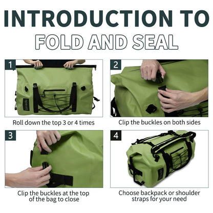 Lanedo 80L Dry Bag Large Waterproof Bag Roll-Top Heavy Duty Fishing Duffel Bag with Durable Straps & Handles for Kayaking Paddle boarding Boating Rafting Fishing Canoeing Camping (Green)