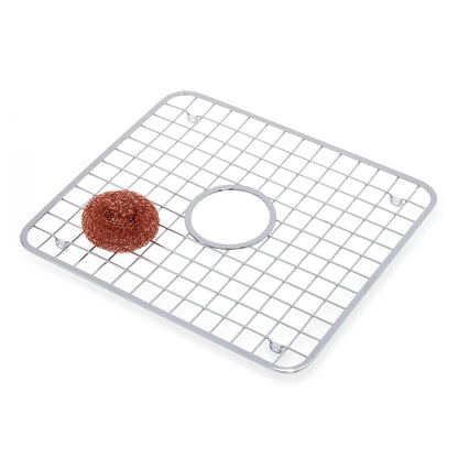 InterDesign Sink Grid with Hole, Polished Stainless Steel, 12.75x11 inches