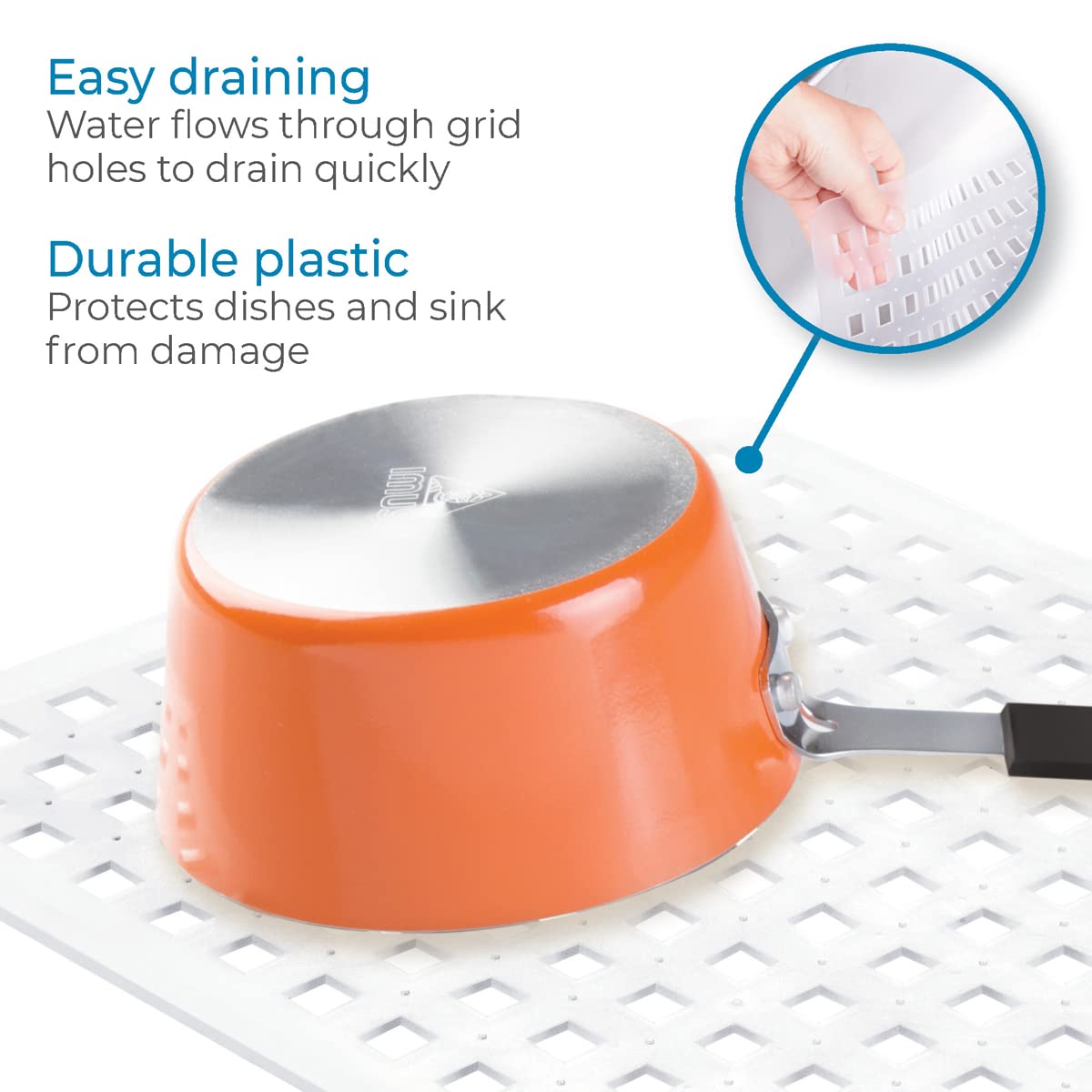 InterDesign Basic Dish Drainer, Medium Sink Accessories That Protect and Add Functionality, Made of PVC Plastic, Clear