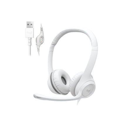 Logitech H390 Gaming Headphones, Wired Headphones with Mic, USB Headset with Microphone for PC, Noise Cancelling Microphone for Video Meetings, Music, Gaming - Off White