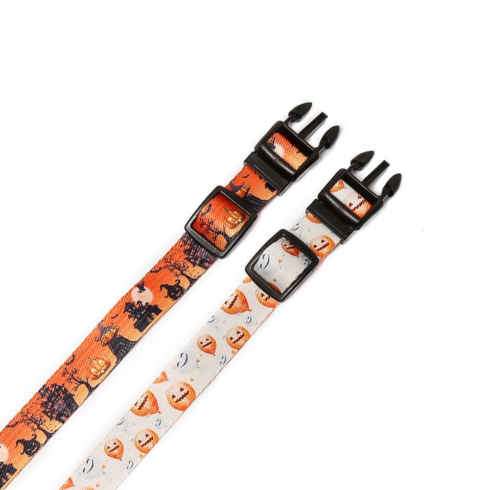 Lamphyface 2 Pack Halloween Dog Collar Adjustable Pumpkin Pattern