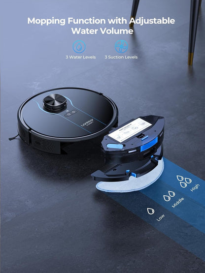 Laresar Clean Robot Vacuum and Mop, 5000Pa Robot Vacuum with 60 Days Self Emptying Station, Lidar Navigation Robot Vacuum Cleaner, Mapping, WiFi/APP/Voice,Ideal for Pet Hair,Carpet and Hard Floor