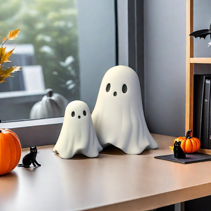 ZUZIF Halloween Ghost Figurine - Spooky Resin Statue, Cute Finger Ghost Ornaments, Perfect for Indoor & Porch Decor (C)