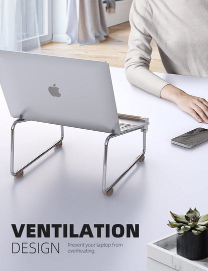 Lamicall Laptop Stand for Desk - Aluminum and Wooden Desktop Notebook Stand Holder, Ergonomic Laptop Holder for MacBook Air/Pro, Dell, Hp, Msi, Asus, Acer, Chromebook, Surface Pro and 10-16'' Laptop