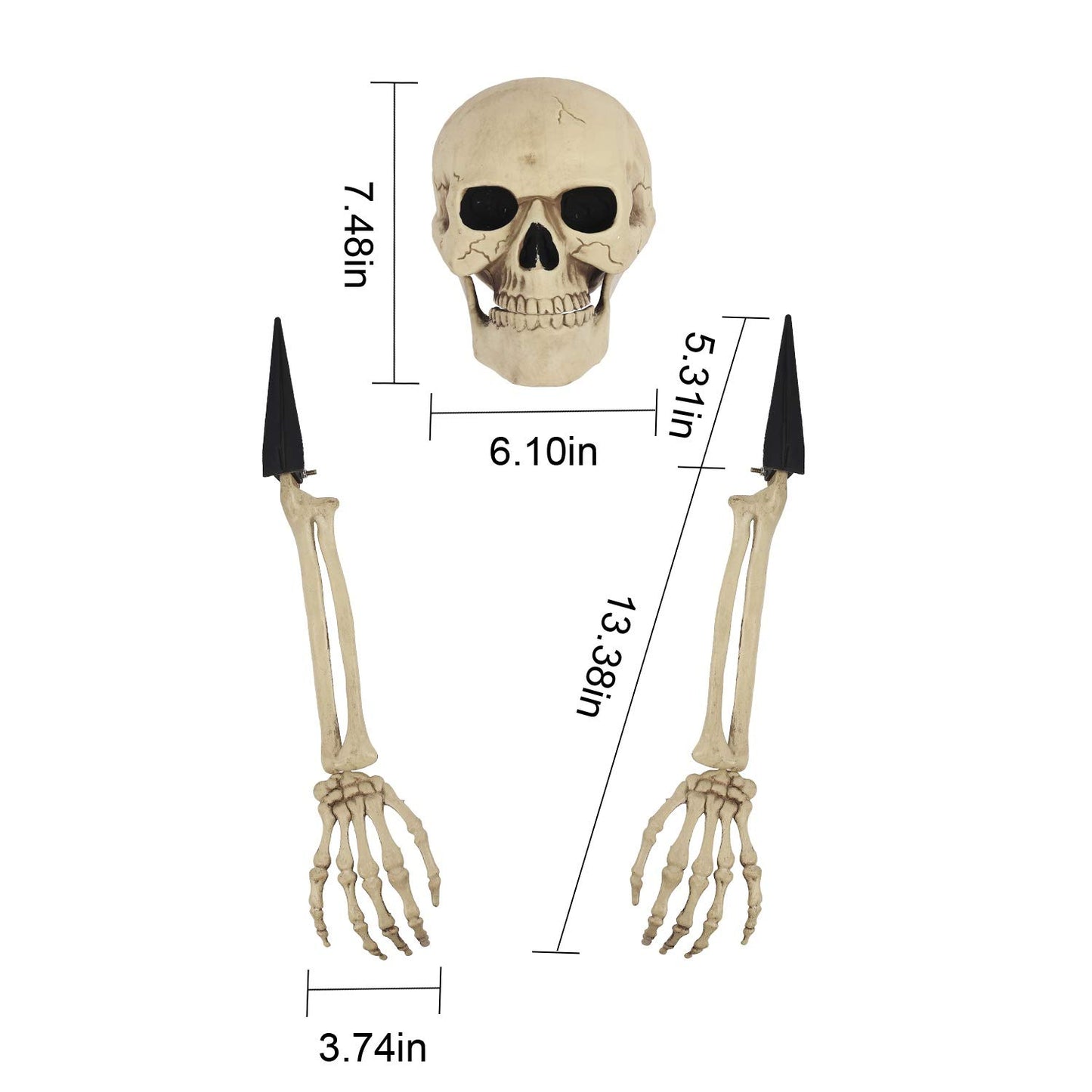 yosager Realistic Skull and Skeleton Arms Stakes, Indoor Outdoor Graveyard Best Halloween Yard Decorations