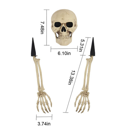 yosager Realistic Skull and Skeleton Arms Stakes, Indoor Outdoor Graveyard Best Halloween Yard Decorations