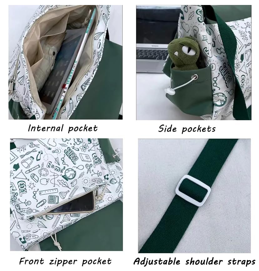 Inshere Cute Crossbody Bag with Kawaii Pins for Women Girls Casual Shoulder Messenger Bag