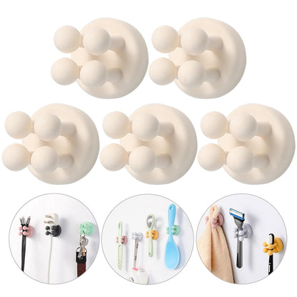 iBetterLife Self-adhesive Silicone Hook Holders - 5Pcs Mounted to Wall for Clipping Hanging Toothbrush Razor Towel Key Plug Cable, Utility Holders for Kitchen Bathroom Home Office Dorm Room Essentials