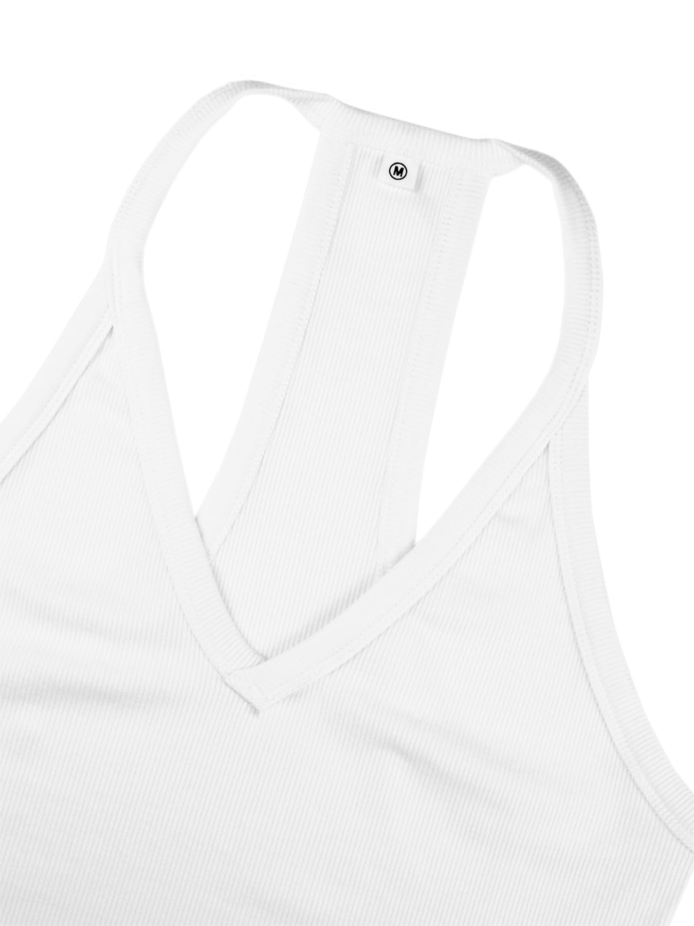 iGENJUN Workout Tops for Women Racerback Tank Tops 2025 Yoga Gym Ribbed Sleeveless Shirts Clothes,M,White