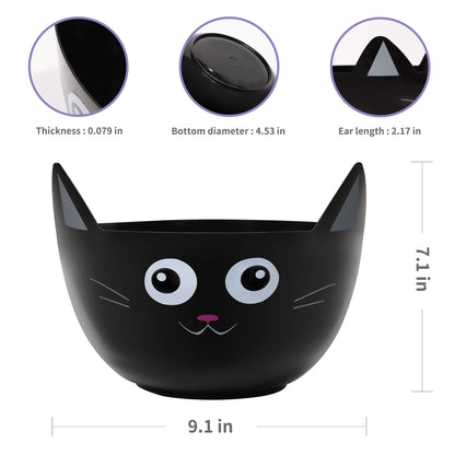 Zcaukya Halloween Party Supplies, Set of 3 Halloween Plastic Trick Treat Candy Bowls, Large Halloween Candy Holders, Black Cat Shaped Plastic Serving Bowl for Halloween Parties