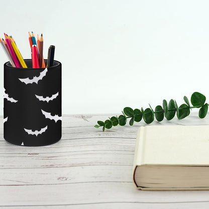 XUWU Halloween Bat Pen Holder Pencil Organizer Cute Pencil Cup Desk Decor Makeup Brush Holder PU Multifunctional Office Suppliesfor Home Classroom School