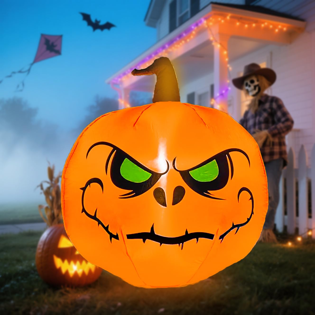 YOUBEMAGIC 4FT Halloween Inflatable Pumpkin with Build-in LED Lights, Blow up Halloween Inflatable Outdoor Indoor Decorations Large Party Yard Decoration