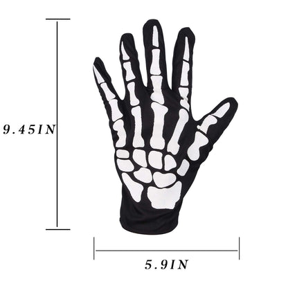 XUECHEN Halloween Skeleton Gloves,Unisex Skull Full Finger Gloves,for Costume Cosplay Men Women Accessories