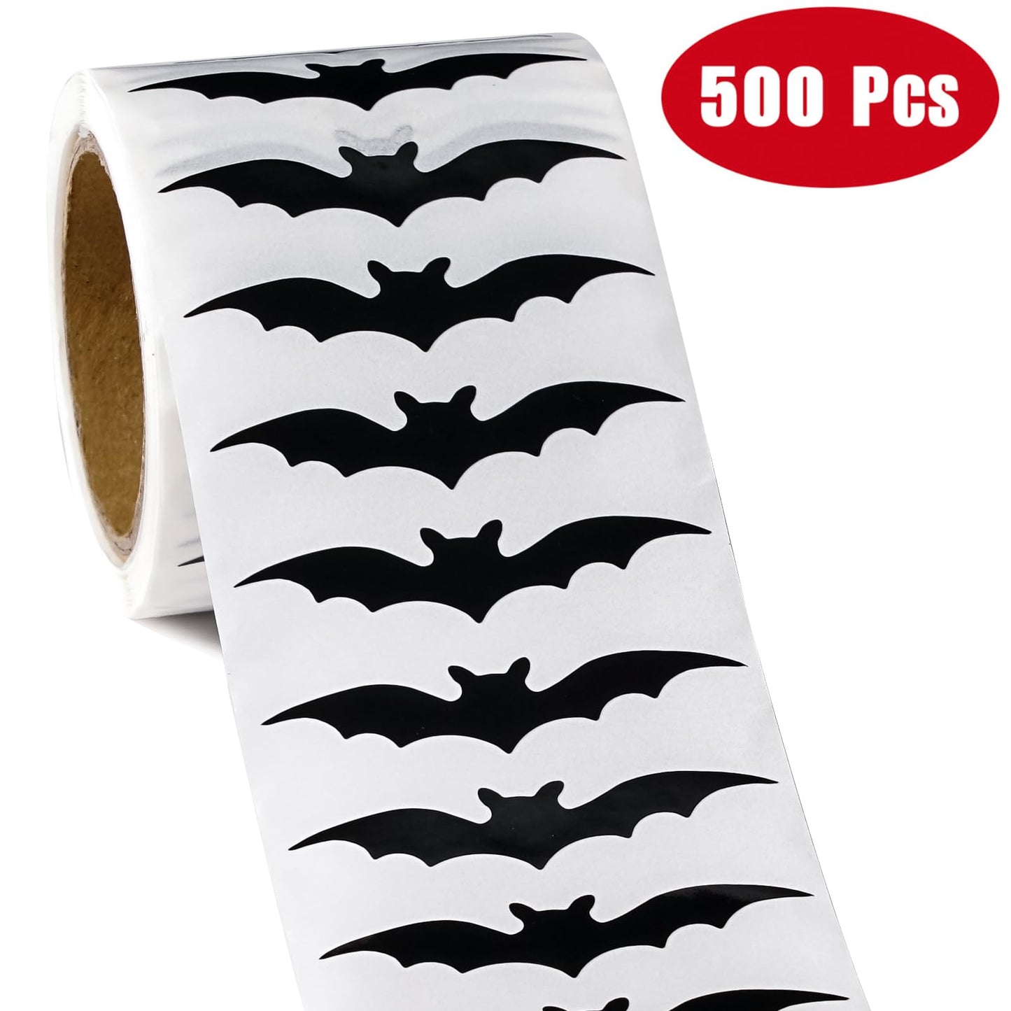 WRAPAHOLIC Halloween Bats Stickers Roll - Tiny Black Bat Design, 1.6 x 0.8 Inch, 500 Total Labels, Perfect for Gift Wrap & Shipping, Halloween, Kids Treat Bags, Outdoor Use