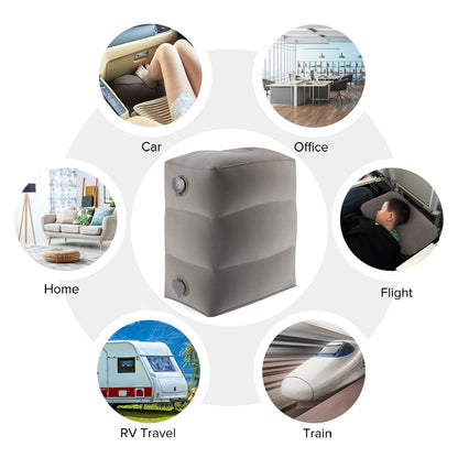 Inflatable Travel Foot Rest Pillow, Kids Airplane Bed, Adjustable Height Leg Pillow for Air Travel, Make a Flat Bed for Kids and Toddlers, Great for Airplane, Train, car（Grey, 1 Pack）