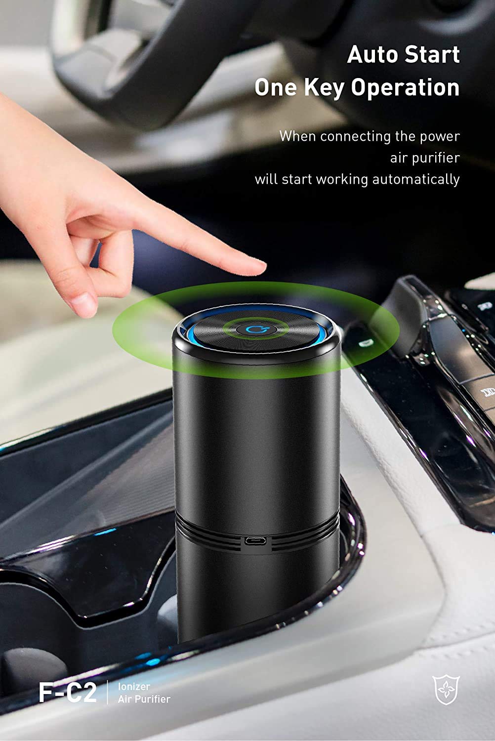 Lapurifier Car Air Purifier Ionizer, 12 Million Negative Ions, 27dB Quiet Portable Ionic Air Purifiers for Car Small Room Removes Dust Pet Odors Pollen