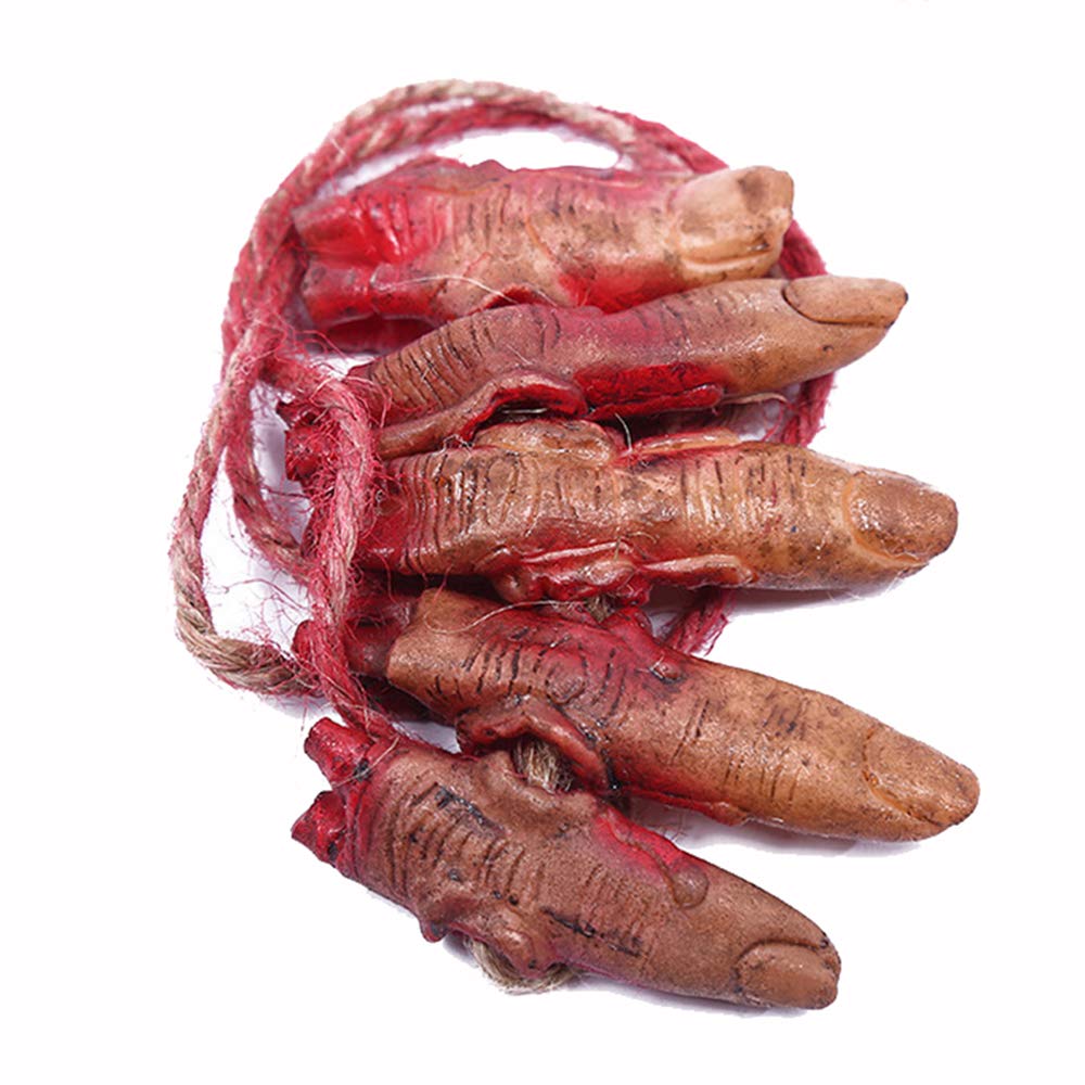 XONOR Halloween Fake Bloody Severed Hands Feet Broken Body Parts for Haunted House Halloween Zombie Party Decorations (6 Pcs)