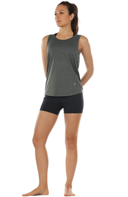 icyzone Workout Tank Tops for Women - Open Back Strappy Athletic Tanks, Yoga Tops, Gym Shirts (M, Charcoal)