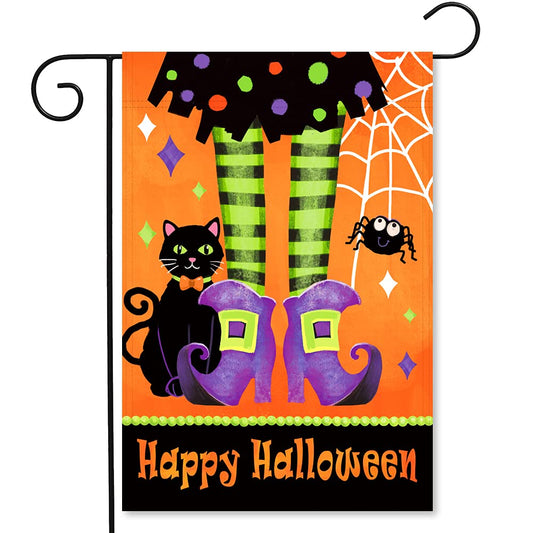 YMYIELD Happy Halloween Garden Flag 12x18 Inch Double Sided Trick or Treat Yard Outdoor Decoration