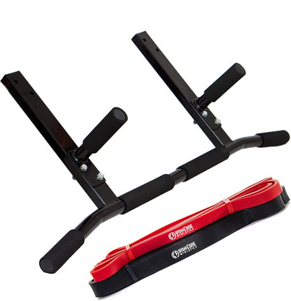 Iron Core Athletics Joist Mount Pull Up Bar with 2 Pull Up Assist Bands - Heavy Duty Joist Mounted Pull-Up/Chin Up Bar