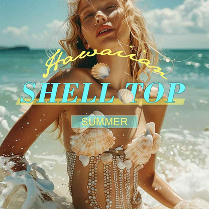 Zoestar Shell Bra Mermaid Seashell Bikini Top for Women (White)