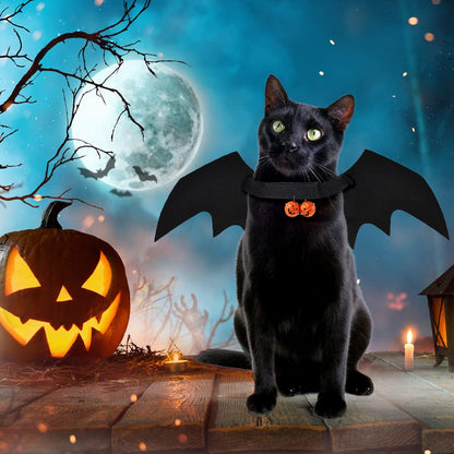 YUJUN Cat Halloween Costume Pets Bat Wing with Pumpkin Shaped Jingle Bells Accessory for Puppy Kitten Halloween Party Costume Supplies