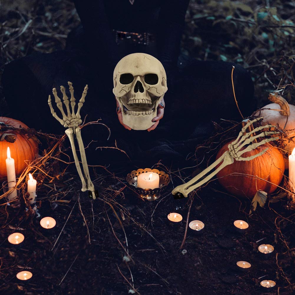 yosager Realistic Skull and Skeleton Arms Stakes, Indoor Outdoor Graveyard Best Halloween Yard Decorations