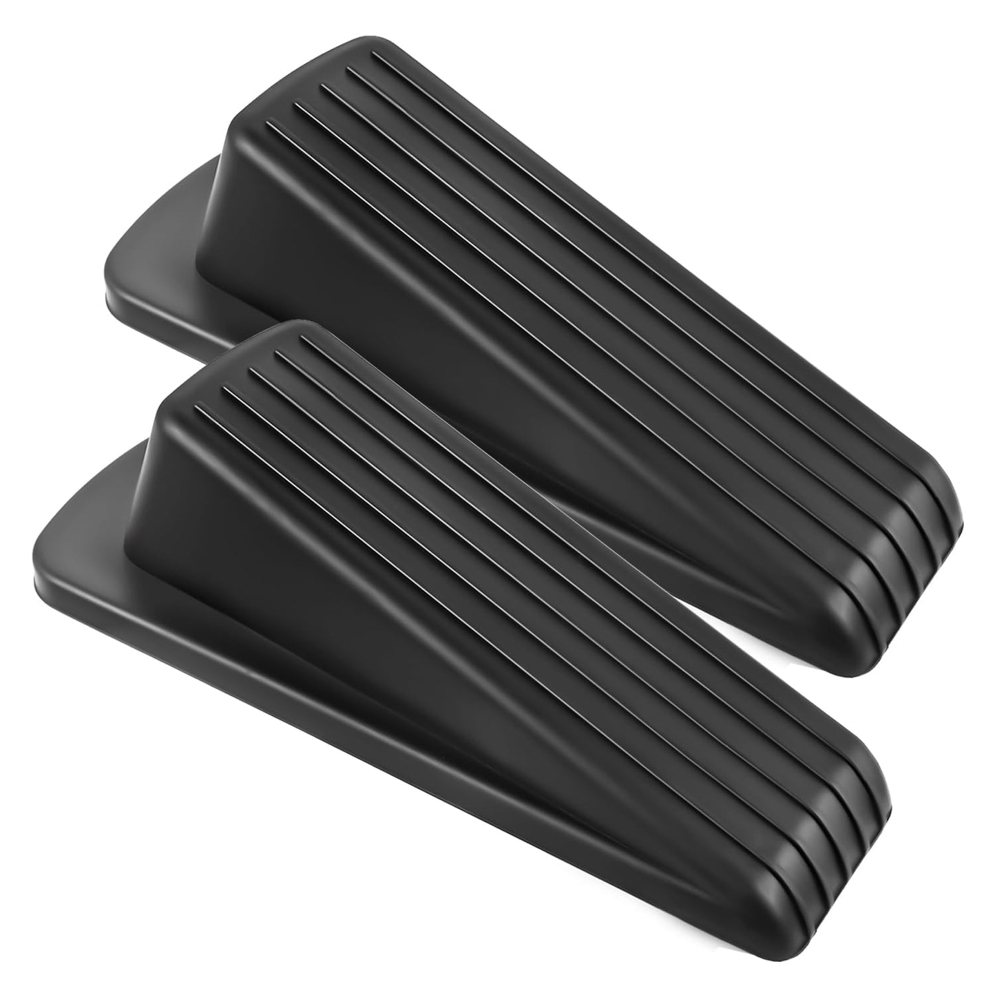 JZWBLILY Door Stoppers for Bottom of Door on Floor, Premium Rubber Door Stopper Wedge, Floor Sturdy Stackable Door Stops for Carpet Heavy Duty Door, Door Gaps (Black, 2 Pack)