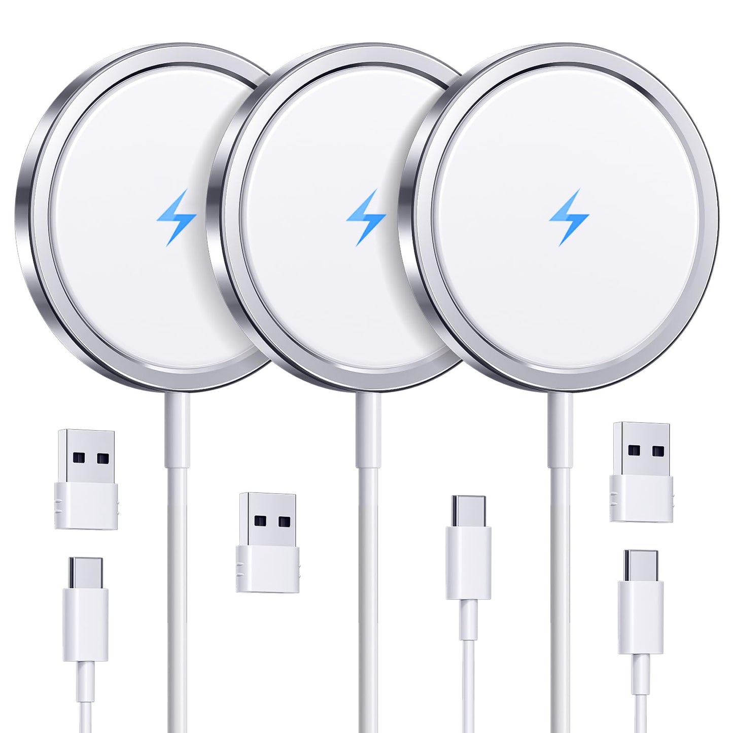 2025 Latest Magnetic Wireless Charger for iPhone: Mag Safe Charger Fast Charging Pad Compatible with iPhone 16 15 14 13 12 Pro Max Plus & Airpods 2 3 4Pro(3 Pack)