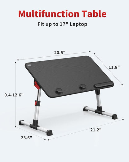 Laptop Desk Table, SAIJI Adjustable Laptop Stand, Portable Lap Desks with Foldable Legs, Notebook Standing Breakfast Tray Reading Desk for Sofa Couch Bed Floor (Black,Medium Size)