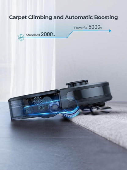 Laresar Clean Robot Vacuum and Mop, 5000Pa Robot Vacuum with 60 Days Self Emptying Station, Lidar Navigation Robot Vacuum Cleaner, Mapping, WiFi/APP/Voice,Ideal for Pet Hair,Carpet and Hard Floor