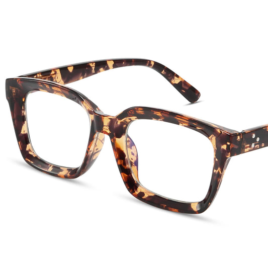 IBOANN Oversized Blue Light Glasses for Woman, Funky Fashion Glasses With Preppy Look, Eye Strain Computer Glasses