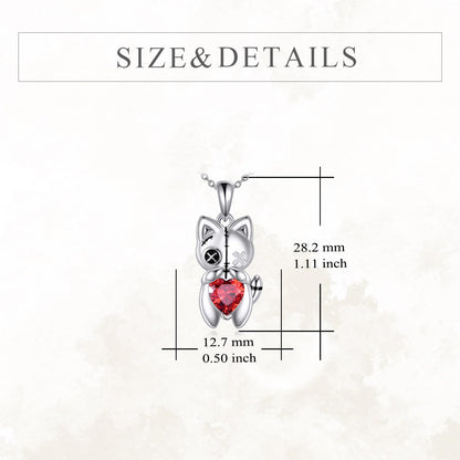 YFN Voodoo Cat Necklace Sterling Silver Gothic Pendant Witch Jewelry Witchy Gifts for Women