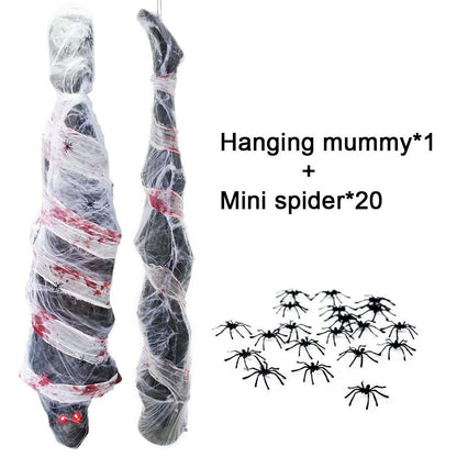 Zcaukya Halloween Decorations, 72 Inch Hanging Spooky Scary Creepy Mummy Decoration with LED Glowing Eyes and Voice Activated for Halloween Party, Haunted House, Yard, Ceiling, Indoor Outdoor Decor