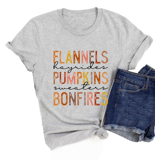 Ykomow Fall Pumpkin Shirts Womens Casual Autumn Thanksgiving Graphic Tees Halloween Tops (XL, C-Grey)