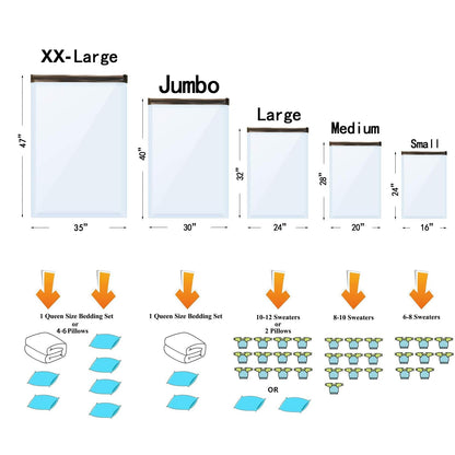 24 Pack Vacuum Storage Bags with Electric Pump, (5 Jumbo, 5 Large, 5 Medium, 5 Small, 4 Roll Up Bags) Space Saver Bag for Clothes, Mattress, Blanket, Duvets, Pillows, Comforters,Travel