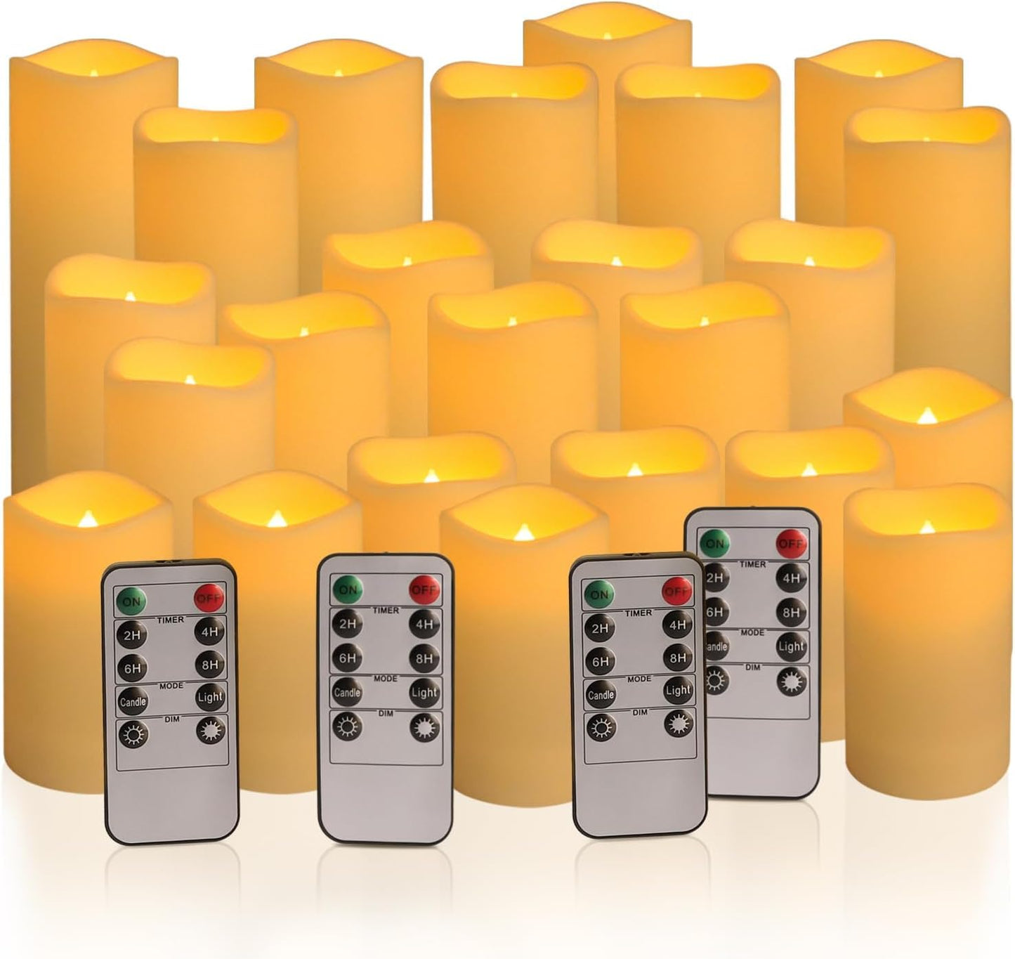 YOROXRG Set of 24 Waterproof Outdoor Flameless Candles, LED Candles with 4 Remote and Timer,(H 4" 5" 6" x D 2.2"),for Halloween Wedding Festiv
