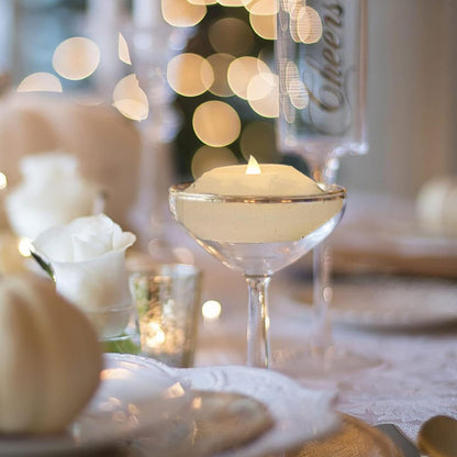 LACGO Pack of 8 LED Waterproof Wax Floating Candles Light 3 inch, Battery-Powered Flameless Flicker Candle, Water Activated Candle, for Baby Shower, Wedding, Home, Party Festival Decor(Warm White)