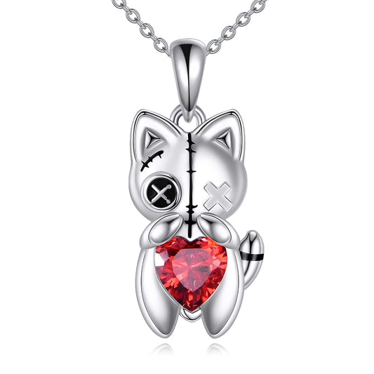YFN Voodoo Cat Necklace Sterling Silver Gothic Pendant Witch Jewelry Witchy Gifts for Women