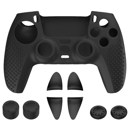 iCarp PS5 Controller Skin, Anti-Slip Soft Silicone Protective Cover Case for PlayStation 5 DualSense Wireless Controller, 1Pack with 4 Thumb Grip Caps and L2R2 Trigger Extenders (Black)