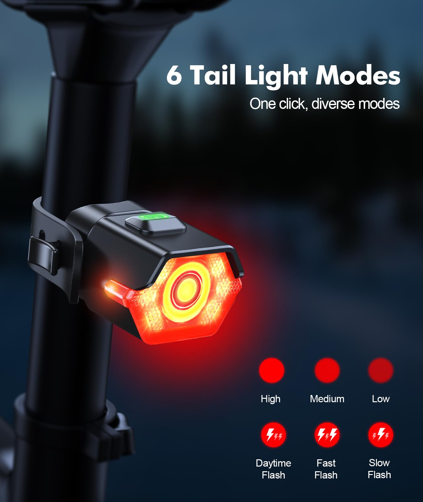Zewdov 3+6 Modes Bike Lights for Night Riding with Side Light, Rechargeable & IP65 Waterproof Bicycle Light, Bike Headlight and Tail Light Set for Road/Mountain/Kids Bike Cycling Accessories