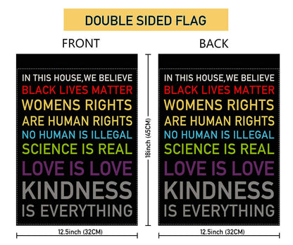 In This House, We Believe Small Garden Flag Vertical Double Sided 12.5 x 18 Inch Burlap Yard Outdoor Decor