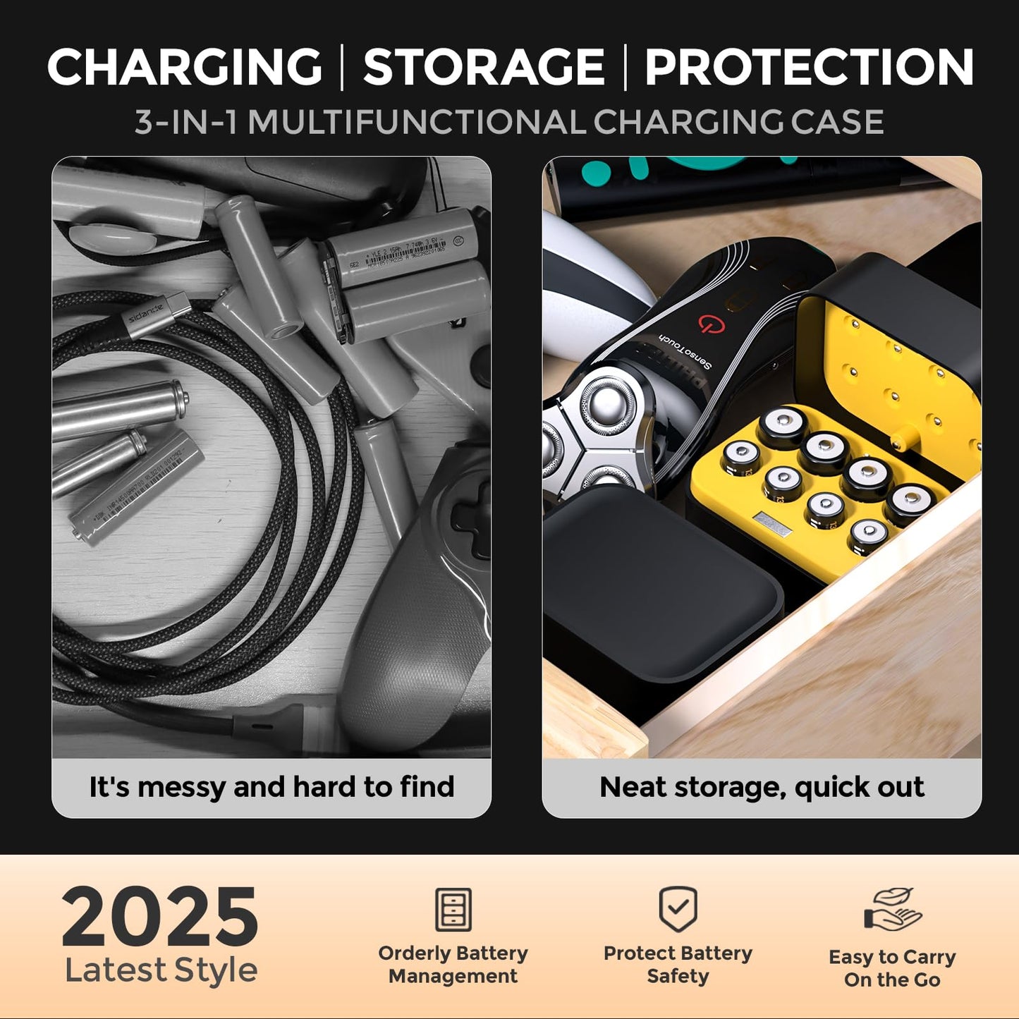 imuto Rechargeable 4 AAA and 4 AA Batteries Lithium with Charger,8 Pack 1.5 V Triple A Double A Batteries Rechargeable, Long Lasting Lithium Battery with Integrated Charging Storage Box(4AAA+4AA)
