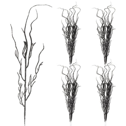 Yunsailing 16 Pcs Halloween Branches Decor for Tree 18 Inch Artificial Curly Willow Branch Lifelike Twigs and Faux Branches for Vases Fake Tree Stem for Home Party Decoration (Black)