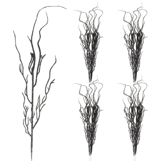 Yunsailing 16 Pcs Halloween Branches Decor for Tree 18 Inch Artificial Curly Willow Branch Lifelike Twigs and Faux Branches for Vases Fake Tree Stem for Home Party Decoration (Black)