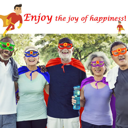 iROLEWIN Superhero Capes for Adults Masks 4 Pack Group Super-Hero Costumes as Women Men Halloween Dress Up Family Party Gifts