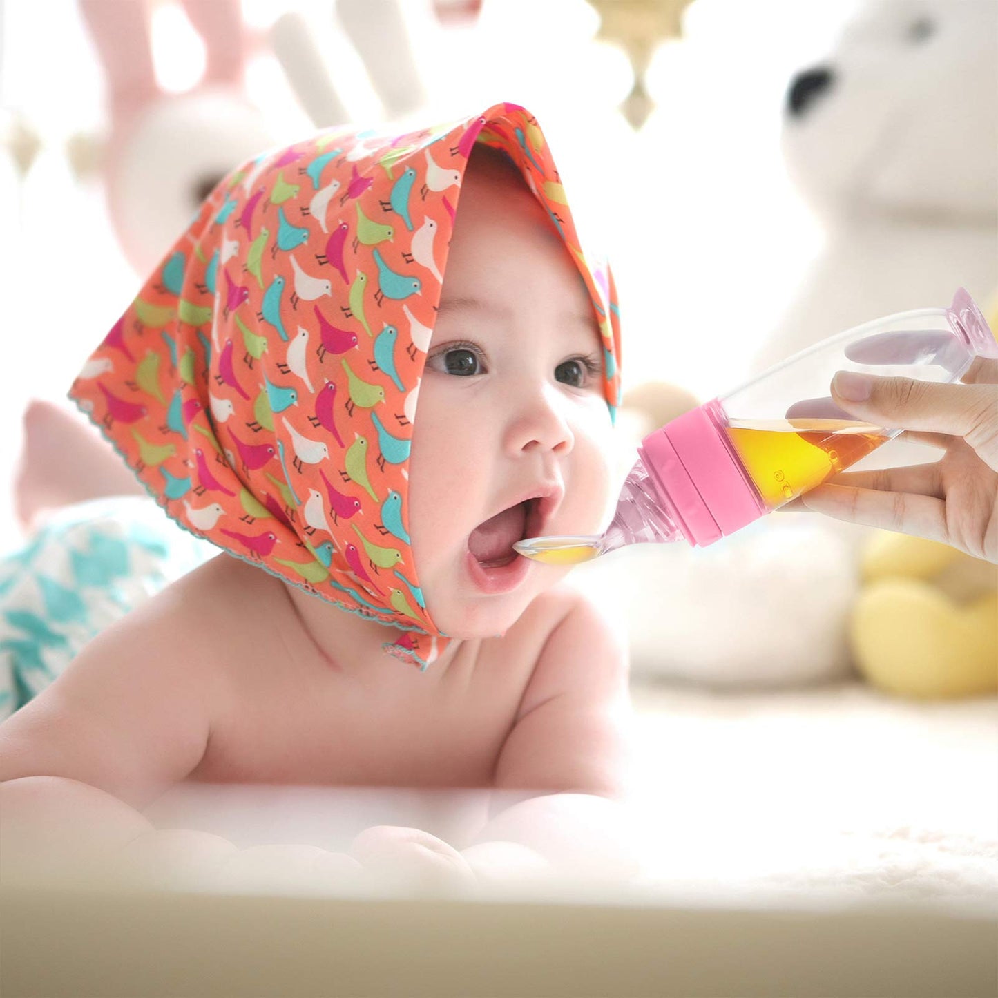 2 Pieces Silicone Baby Spoons Baby Feeding Spoon with Standing Base for Infant 0-24 Months Dispensing and Feeding (Pink)