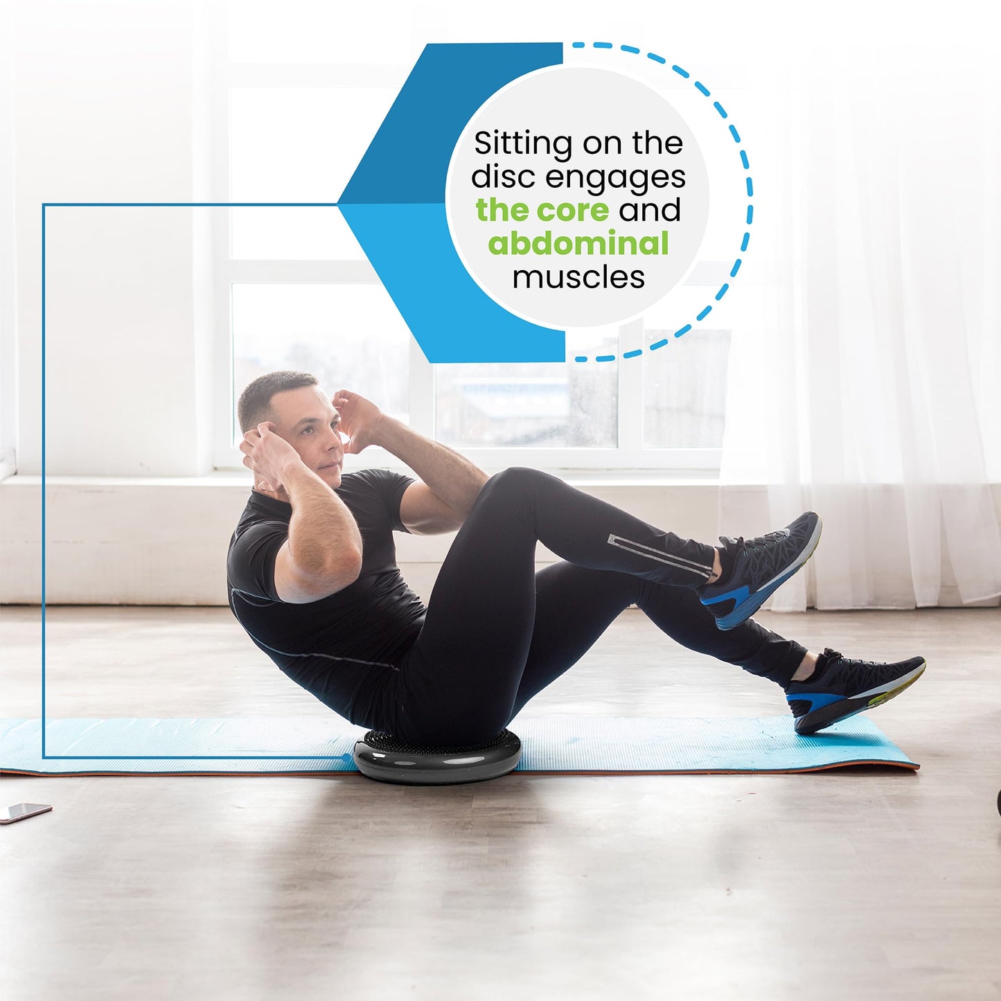 Inflated Stability Wobble Cushion, Including Free Pump/Exercise Fitness Core Balance Disc,Blue,size: 13 inches / 33 cm diameter